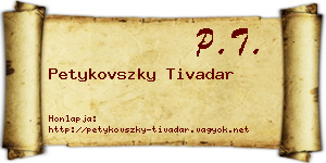 Petykovszky Tivadar névjegykártya
